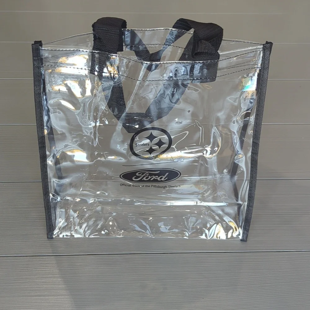 NWOT Pittsburgh Steelers Clear Black Stadium Gameday Tote Bag 12x12x5in